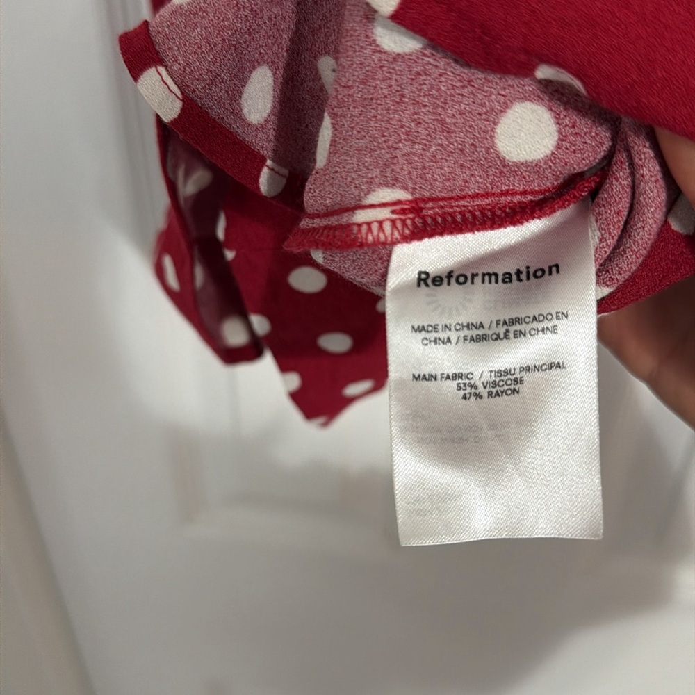 Reformation Red Polka Dot Mini Dress - Picture 6 of 7